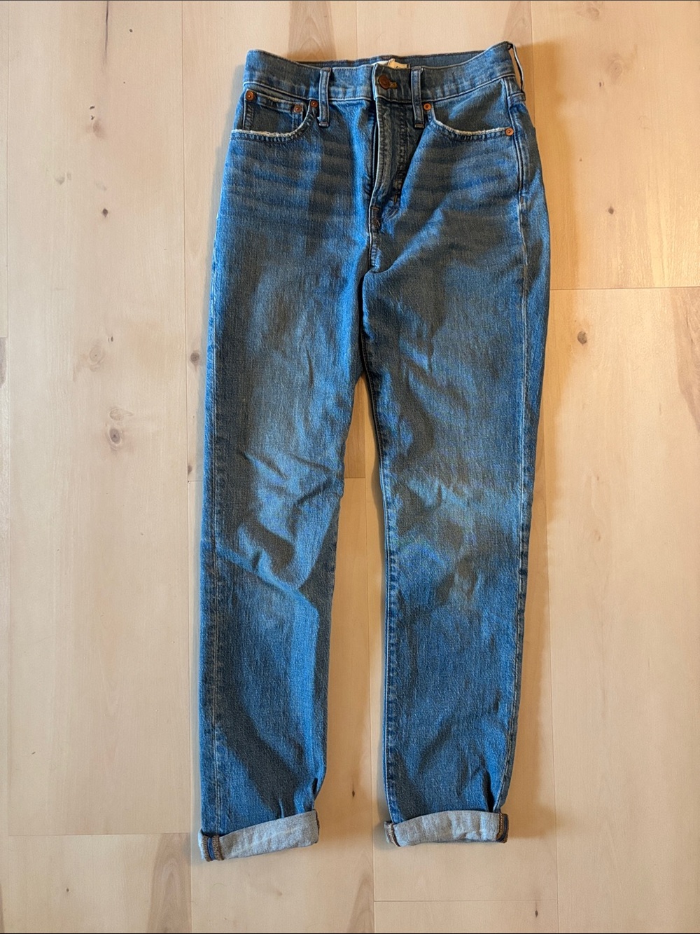 Madewell Straight Leg Jeans in Medium Blue Denim